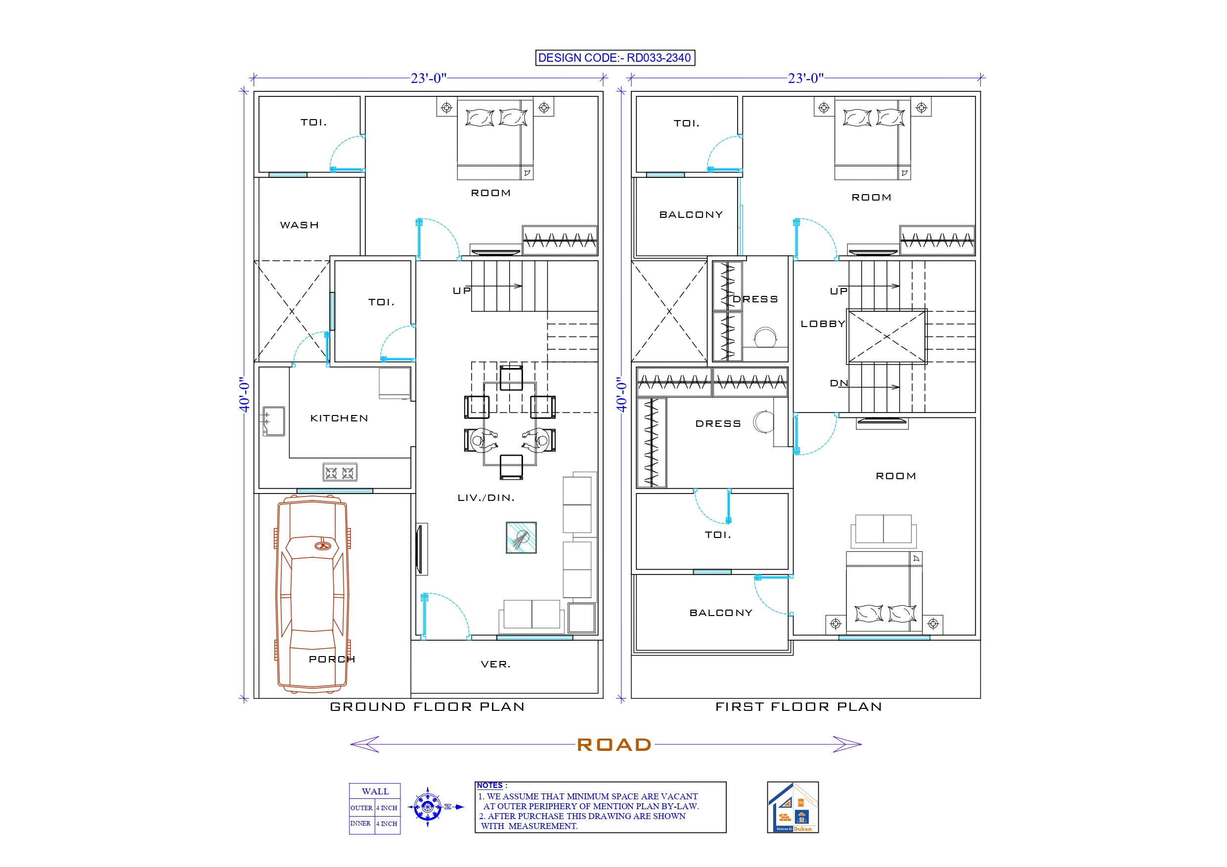 GROUND & FIRST FLOOR II 23X40 II SMALL HOUSE-033
