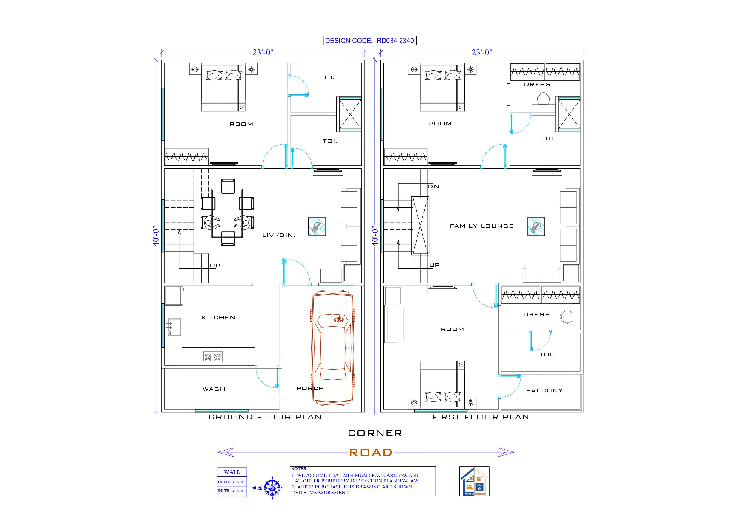 GROUND & FIRST FLOOR II 23X40 II SMALL HOUSE-034