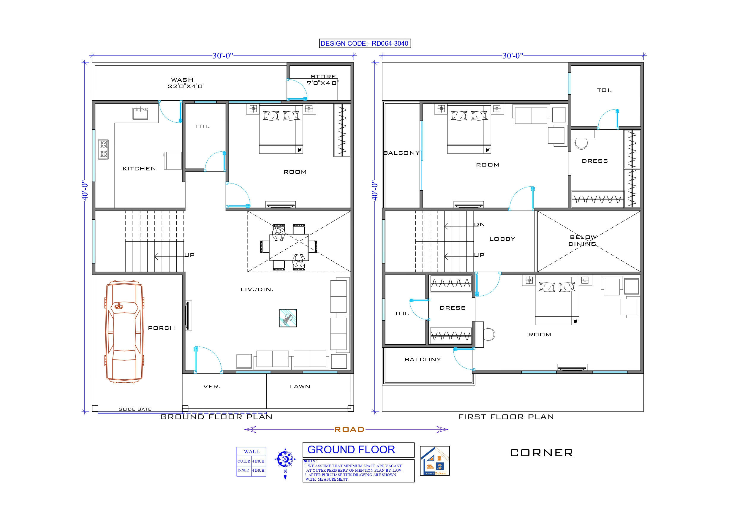 GROUND & FIRST FLOOR II 30X40 II LUXURY HOUSE-064
