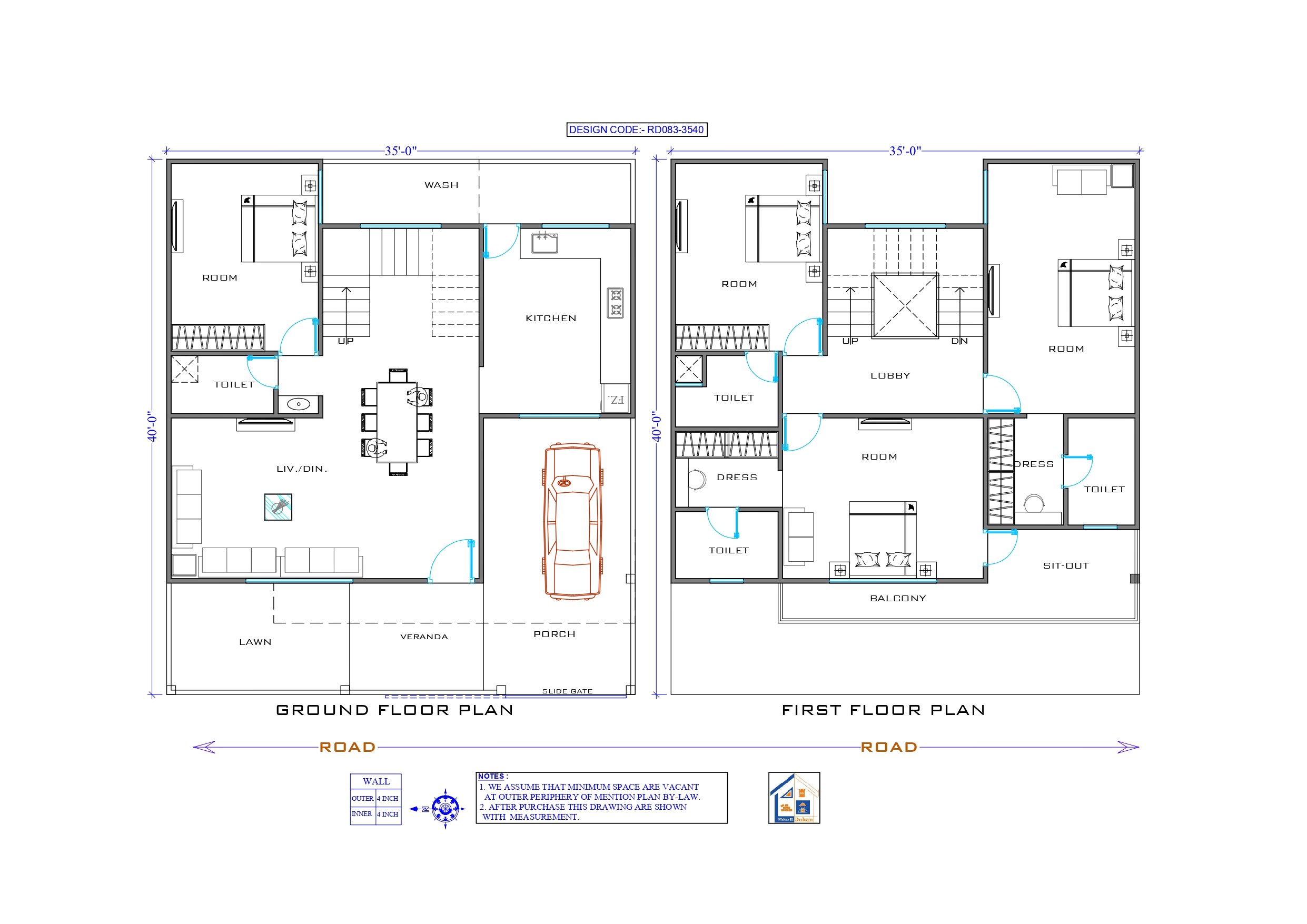 GROUND & FIRST FLOOR II 35X40 II LUXURY HOUSE-083