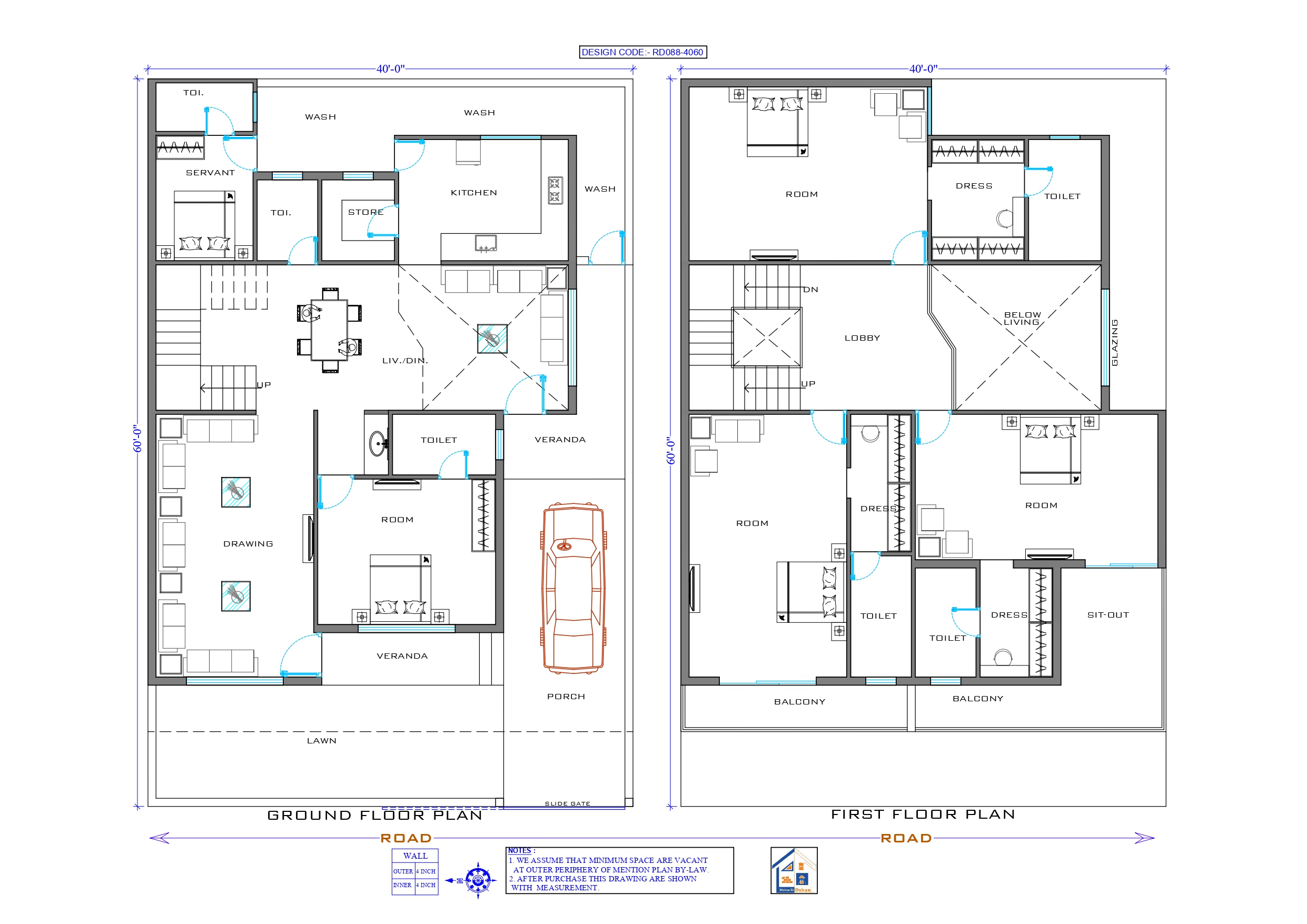 GROUND & FIRST FLOOR II 40X60 II LUXURY HOUSE-088