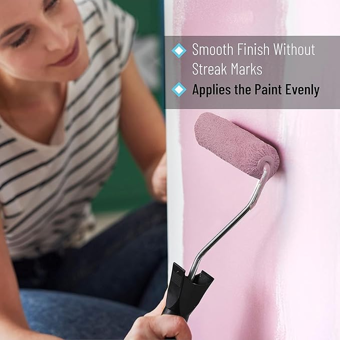 Buildingshop Paint Roller Set - Premium Paint Roller for Wall Painting with Ergonomic Handle and High-Density Foam, Includes Paint Brush for Wall, Ideal for Smooth and Even Coating (4 Inch Combo Kit)